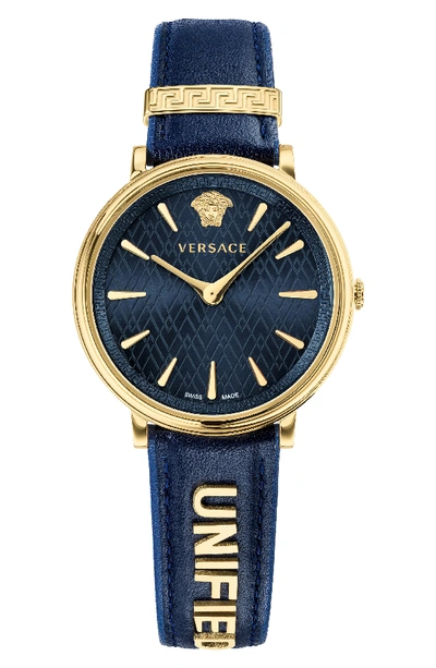 Versace Collection Manifesto Edition Watch With Interchangeable Straps, 38mm In Blue/ Gold