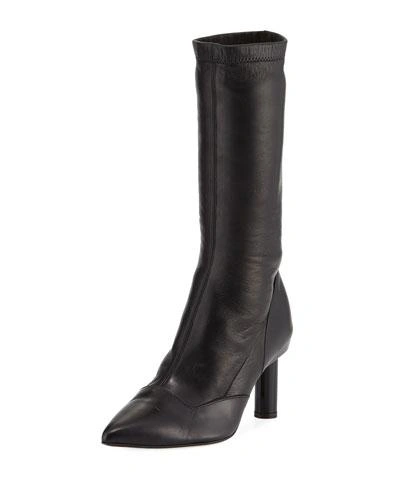Tibi James Leather Mid-calf Boot In Black