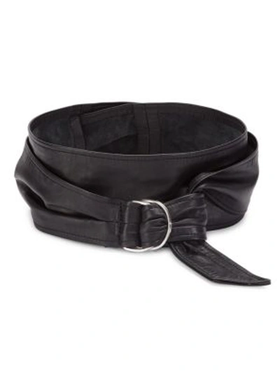 Iro Baia D-ring Wide Leather Belt In Black