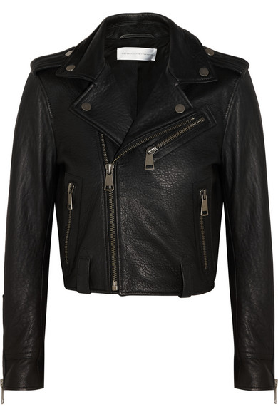 Victoria Victoria Beckham Textured-leather Biker Jacket In Llack | ModeSens