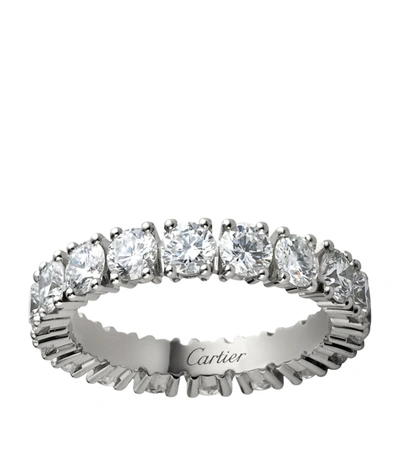 Cartier Medium Platinum And Diamond  Destinée Ring In Silver