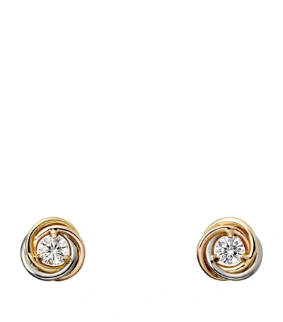 Cartier Trinity De  Large Diamond Stud Earrings In Gold