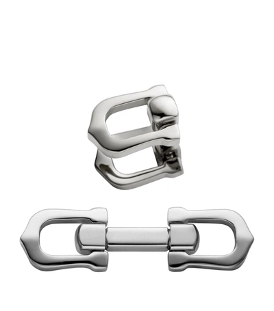 Cartier Elongated C Shape Décor Cufflinks In Silver
