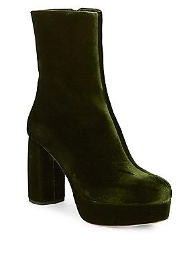 Miu Miu Velvet Ankle Boots In Green