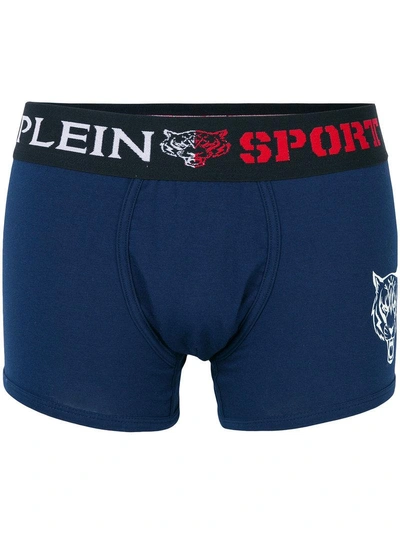Plein Sport Branded Boxer Briefs In Blue