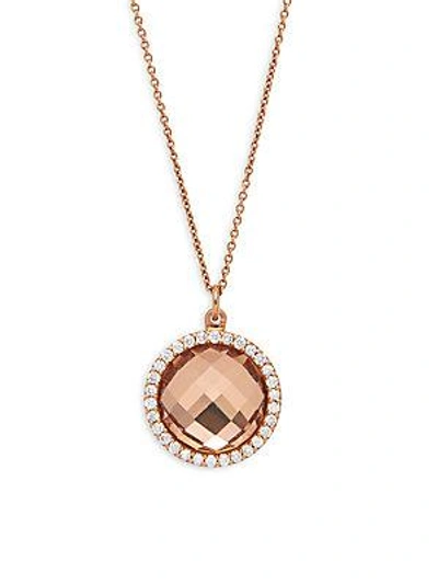 Roberto Coin Diamond, Crystal And 18k Gold Round Pendant Necklace In Brown
