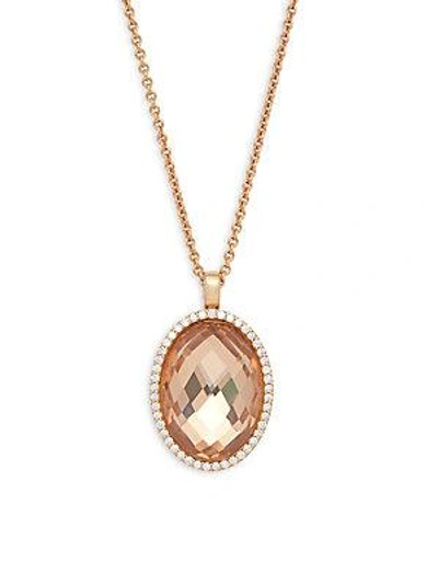Roberto Coin Diamond, Crystal And 18k Gold Oval Pendant Necklace In Brown