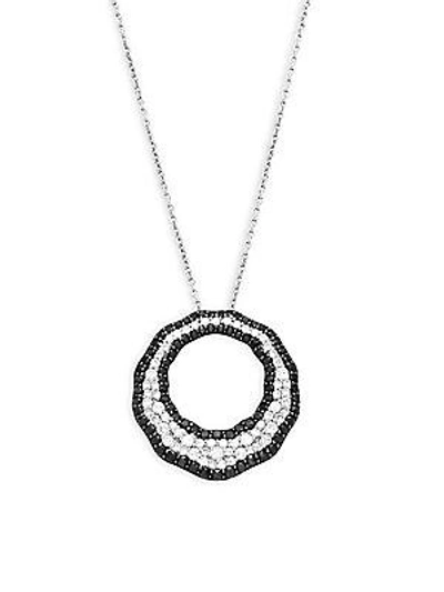 Roberto Coin Black And White Diamond, Ruby And 18k White Gold Scalare Pendant Necklace