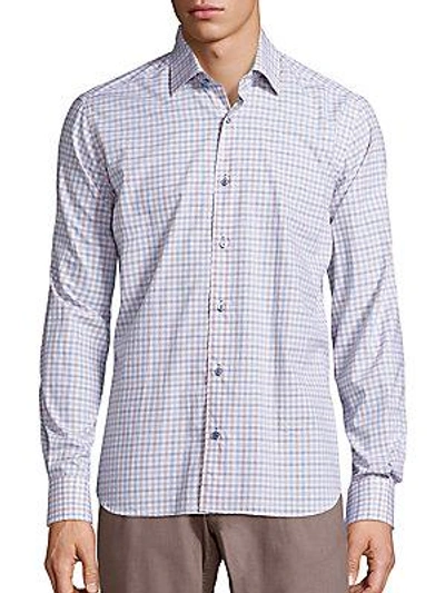 Saks Fifth Avenue Cotton Button-down Shirt In Blue Tan