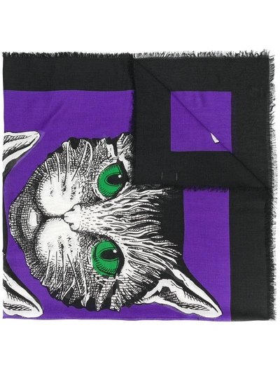 Gucci Mystic Cat Print Shawl - Purple