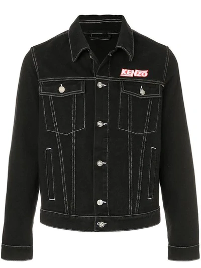 Kenzo Denim Jacket With Stitching In Black