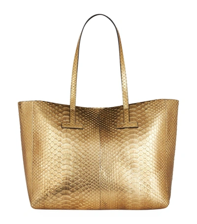 Tom Ford Medium Python T Tote Bag In Gold | ModeSens