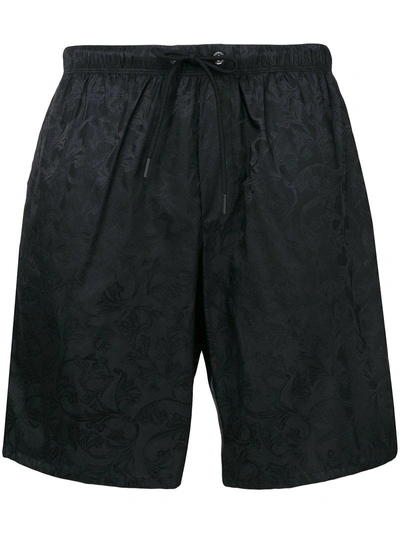 Versace Tonal Brocade Print Sim Shorts - Black