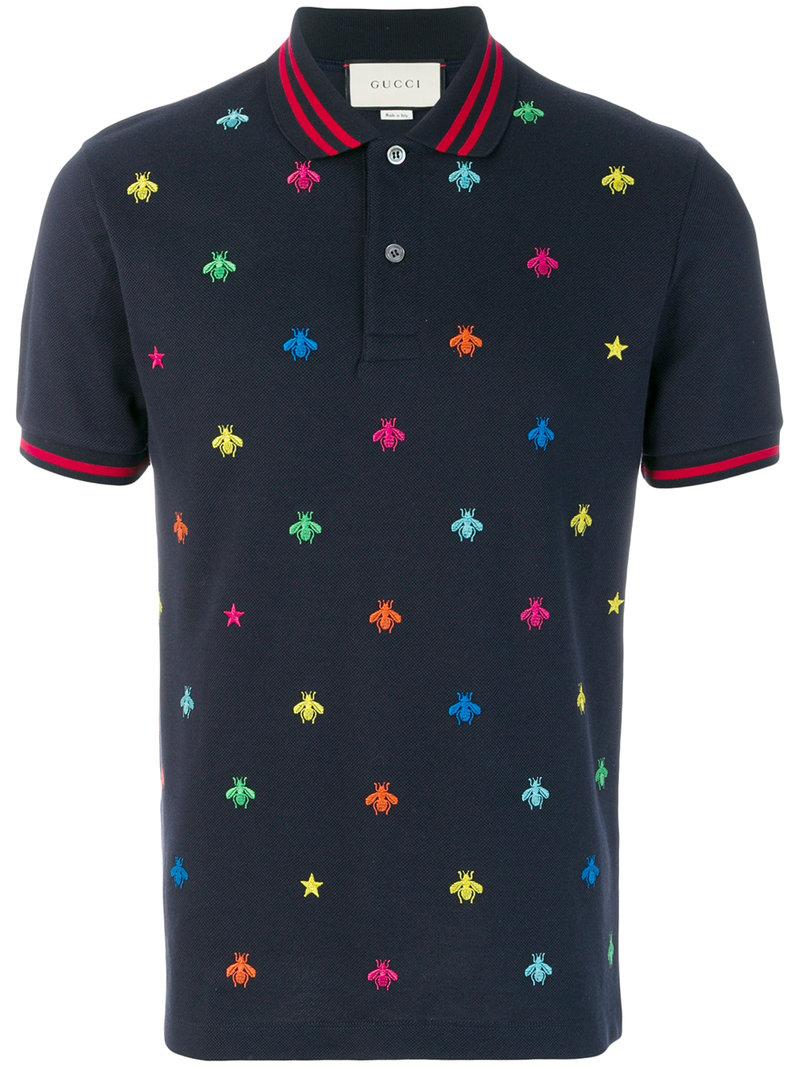 gucci bee collar polo