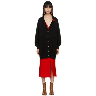 Loewe Leather Band Cotton & Cashmere Cardigan In 1100 Black