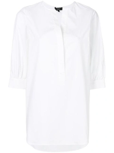 Theory Loose Fit Stretch White Cotton Shirt