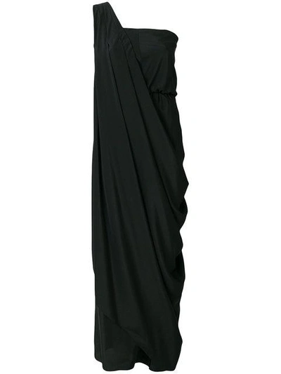 William Vintage Draped Asymmetric Dress In Black