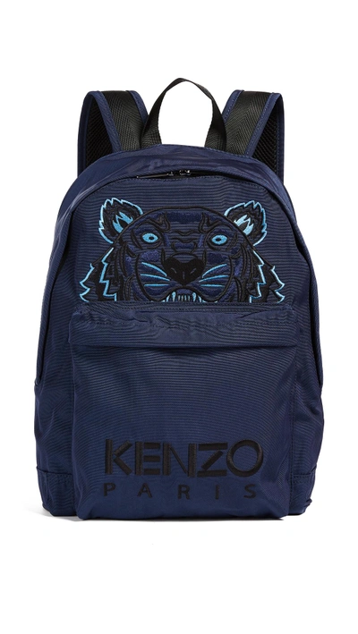 Kenzo Kanvas Tiger Backpack In Blue Marine