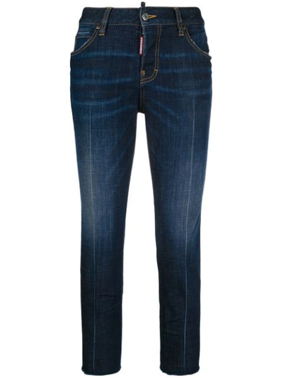 Dsquared2 Cool Girl Cropped Cotton Denim Jeans In Blue