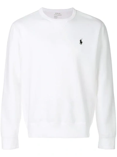 Polo Ralph Lauren Logo-embroidered Crew-neck Jersey Sweatshirt In White
