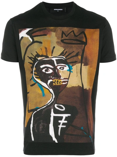 Dsquared2 Colour Block Abstract Stancils Frame T-shirt In Black