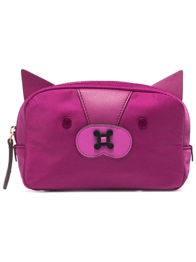 Anya Hindmarch Purple Fox Nylon Make Up Pouch - Pink & Purple