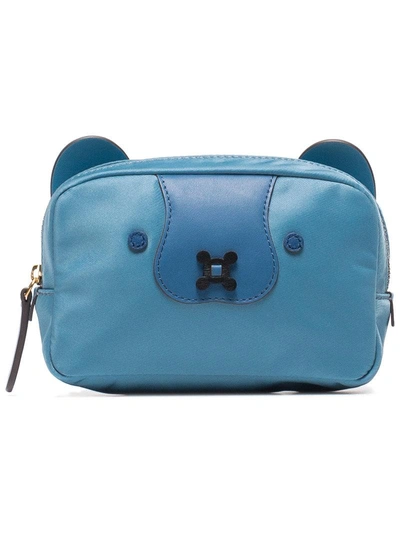 Anya Hindmarch Blue Husky Leather Make Up Pouch