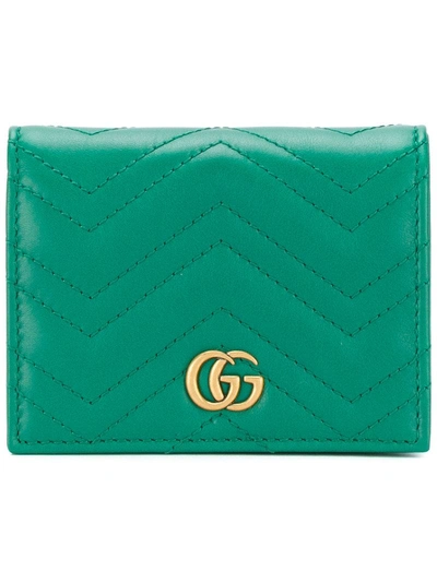 Gucci Gg Marmont Quilted-leather Wallet In Green