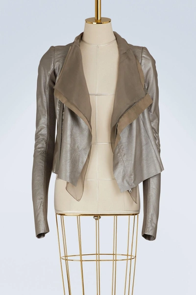 Rick Owens Leather Jacket In Silver