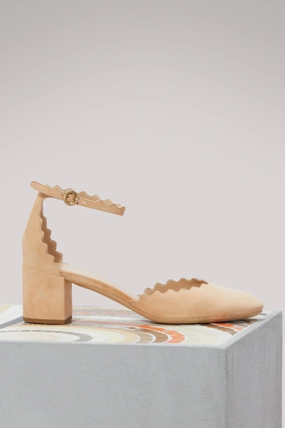 Chloé Lauren Leather Heels In Nr26u Reef Shell