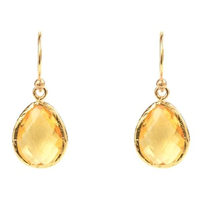 Latelita London Petite Drop Earring Gold Citrine Hydro