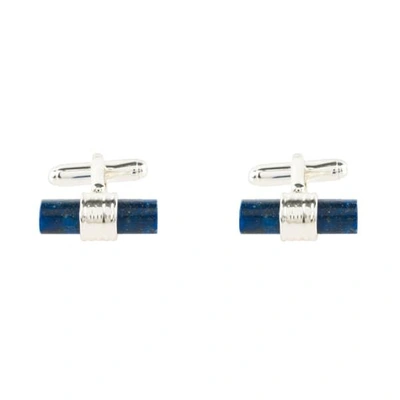 Latelita London Cylindrical Cufflink Silver Lapis Lazuli