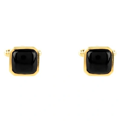 Latelita London Cushion Cufflink Gold Black Onyx