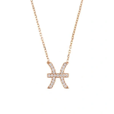 Latelita London Zodiac Star Sign Pendant Necklace Rose Gold Pisces