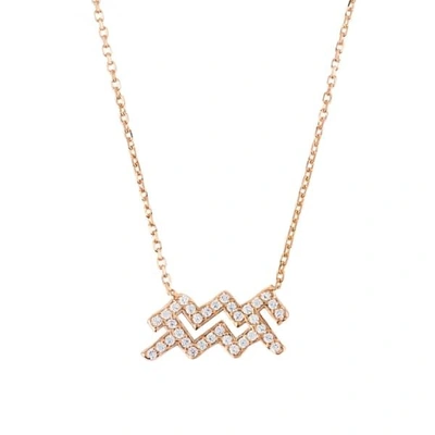 Latelita London Zodiac Star Sign Pendant Necklace Rose Gold Aquarius