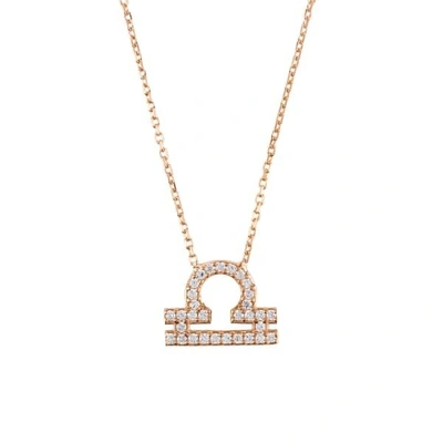 Latelita London Zodiac Star Sign Pendant Necklace Rose Gold Libra
