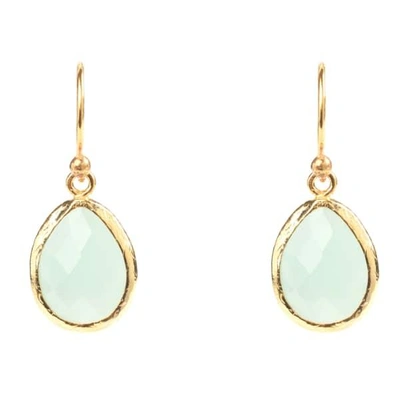 Latelita London Petite Drop Earring Aqua Chalcedony Gold