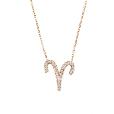 Latelita London Zodiac Star Sign Pendant Necklace Rose Gold Aries