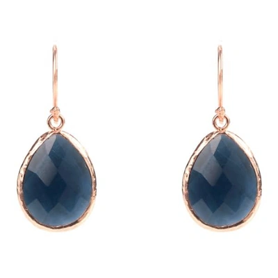 Latelita London Petite Drop Earring Sapphire Hydro Rosegold