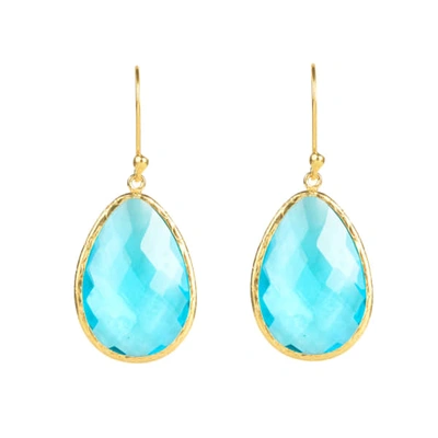 Latelita London Single Drop Earring Gold Blue Topaz Hydro