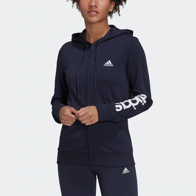 Adidas Originals Adidas Essentials Plus Size French Terry Logo-sleeve Hoodie In Black