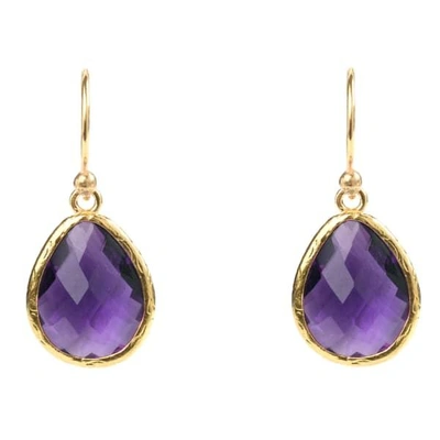Latelita London Petite Drop Earring Amethyst Hydro Gold
