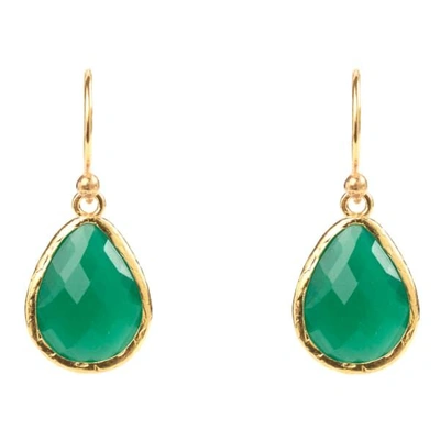 Latelita London Petite Drop Earring Green Onyx Gold