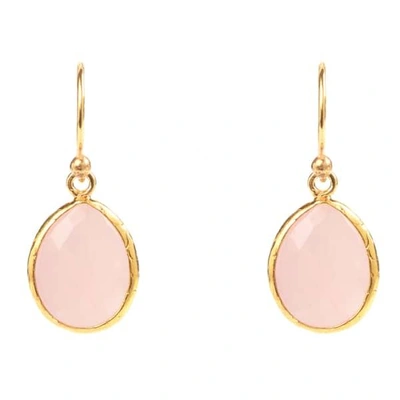 Latelita London Petite Drop Earring Rose Quartz Gold