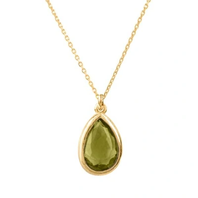 Latelita London Pisa Mini Teardrop Necklace Gold Peridot