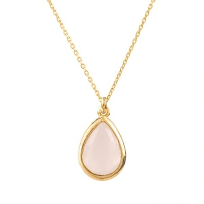 Latelita London Pisa Mini Teardrop Necklace Gold Rose Quartz