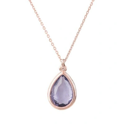 Latelita London Pisa Mini Teardrop Necklace Rosegold Amethyst