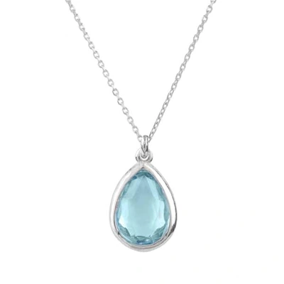 Latelita London Pisa Mini Teardrop Necklace Silver Blue Topaz