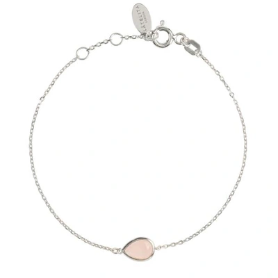 Latelita London Pisa Mini Teardrop Bracelet Silver Rose Quartz