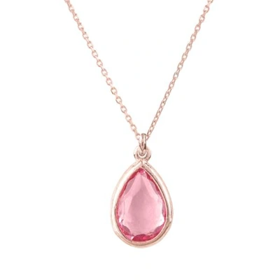 Latelita London Pisa Mini Teardrop Necklace Rosegold Pink Tourmaline